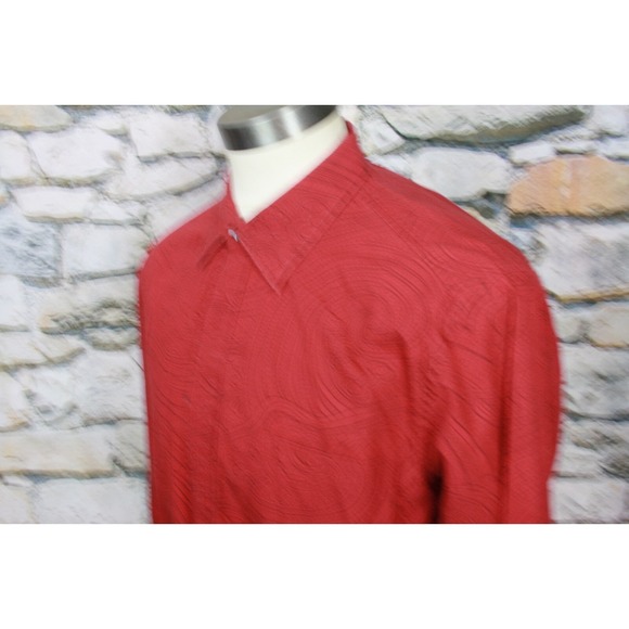 KENNETH COLE Men's Shirt Fashionable Red Paisley All Cotton Luxurious Quality XL - Picture 2 of 8